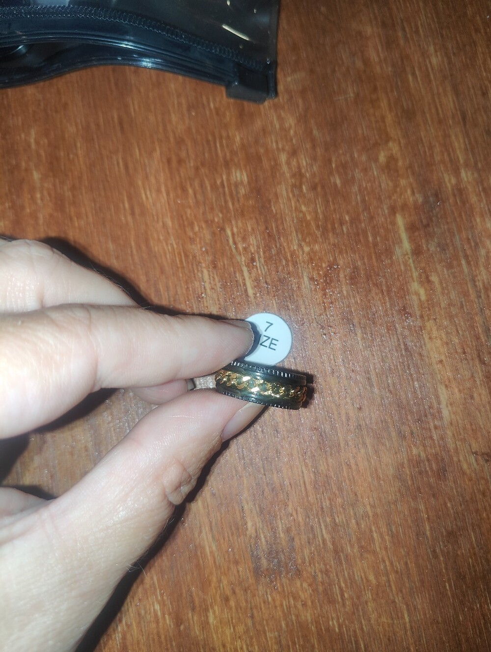 Unisex Black And Gold Spinning Anxiety Ring